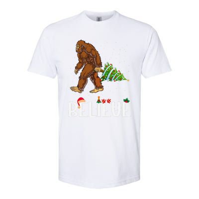 Funny Bigfoot Christmas Tree Lights Funny Sasquatch Believe Softstyle CVC T-Shirt