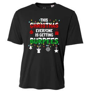 Funny Burpee Christmas Workout Fitness Sarcastic Cooling Performance Crew T-Shirt