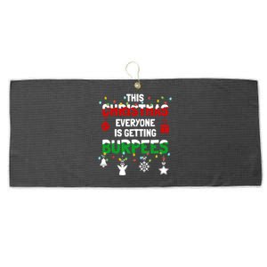 Funny Burpee Christmas Workout Fitness Sarcastic Large Microfiber Waffle Golf Towel