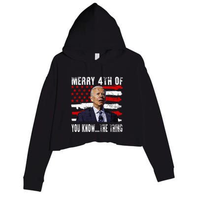 Funny Biden Confused Merry Happy 4th Of You Know...The Thing Crop Fleece Hoodie