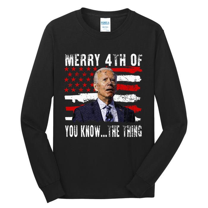 Funny Biden Confused Merry Happy 4th Of You Know...The Thing Tall Long Sleeve T-Shirt