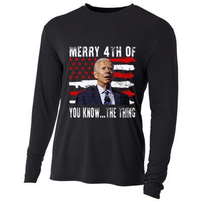 Funny Biden Confused Merry Happy 4th Of You Know...The Thing Cooling Performance Long Sleeve Crew