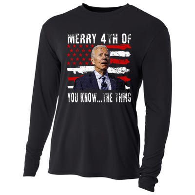 Funny Biden Confused Merry Happy 4th Of You Know...The Thing Cooling Performance Long Sleeve Crew