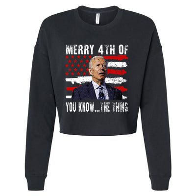 Funny Biden Confused Merry Happy 4th Of You Know...The Thing Cropped Pullover Crew