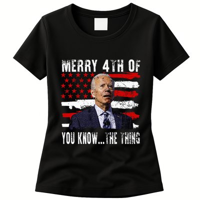 Funny Biden Confused Merry Happy 4th Of You Know...The Thing Womens T-Shirt