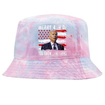 Funny Biden Confused Merry Happy 4th Of You Know...The Thing Tie-Dyed Bucket Hat