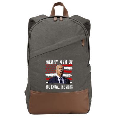 Funny Biden Confused Merry Happy 4th Of You Know...The Thing Cotton Canvas Backpack