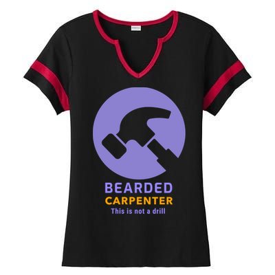 Funny Bearded Carpenter This Is Not A Drill Woodwork Meaningful Gift Ladies Halftime Notch Neck Tee