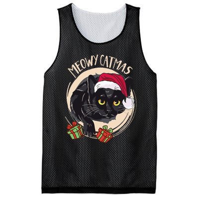 Funny Black Cat Christmas Meowy Catmas Xmas Mesh Reversible Basketball Jersey Tank