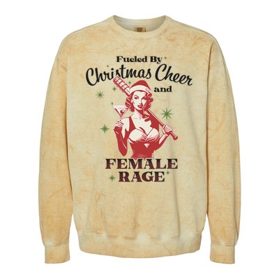 Fueled By Christmas Cheer And Female Rage Funny Liberal Colorblast Crewneck Sweatshirt