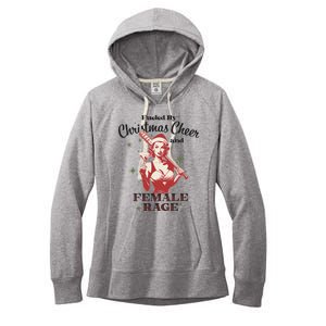 Fueled By Christmas Cheer And Female Rage Funny Liberal Women's Fleece Hoodie