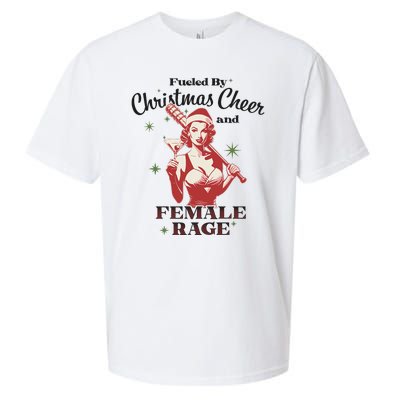 Fueled By Christmas Cheer And Female Rage Funny Liberal Sueded Cloud Jersey T-Shirt