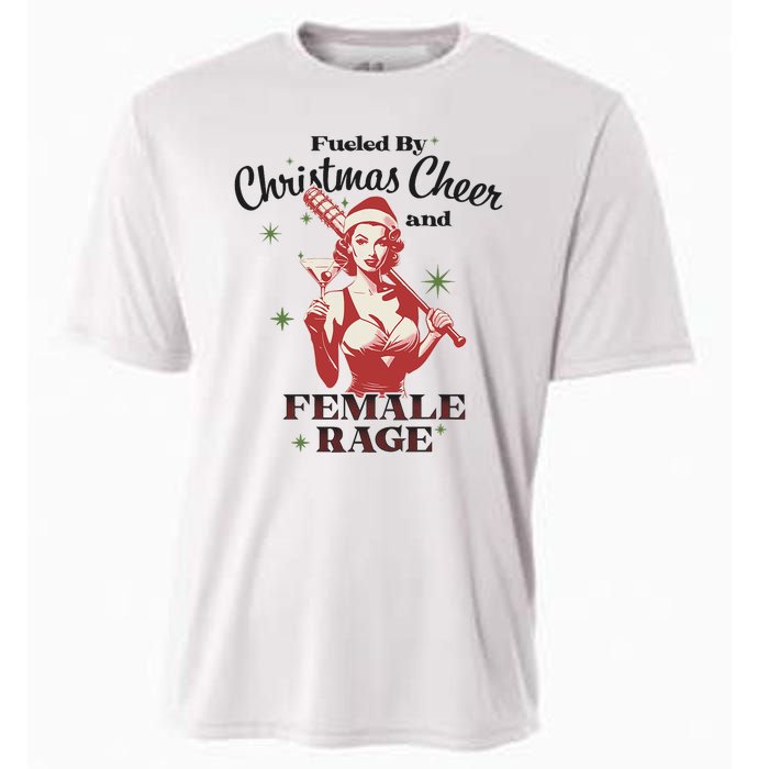 Fueled By Christmas Cheer And Female Rage Funny Liberal Cooling Performance Crew T-Shirt