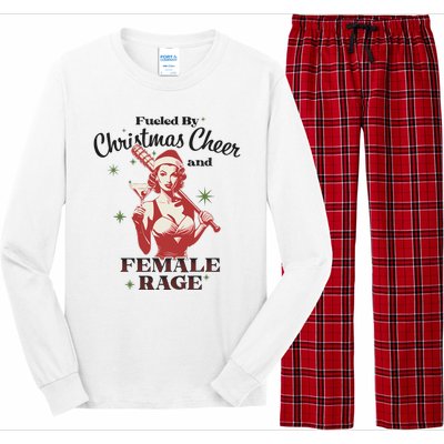 Fueled By Christmas Cheer And Female Rage Funny Liberal Long Sleeve Pajama Set