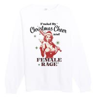 Fueled By Christmas Cheer And Female Rage Funny Liberal Premium Crewneck Sweatshirt