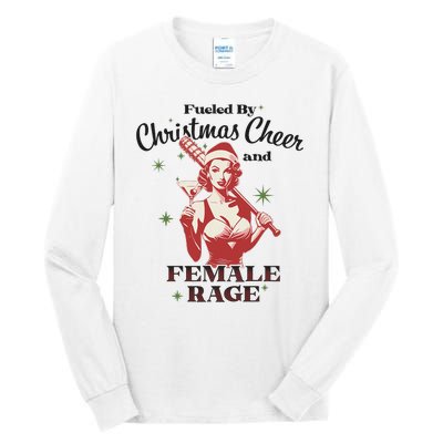 Fueled By Christmas Cheer And Female Rage Funny Liberal Tall Long Sleeve T-Shirt