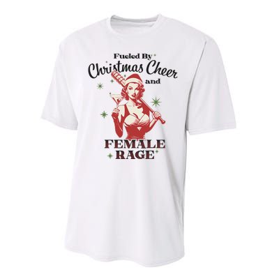 Fueled By Christmas Cheer And Female Rage Funny Liberal Performance Sprint T-Shirt