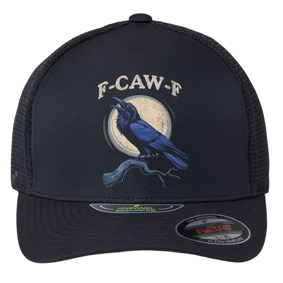 Funny Black Crow F-Caw-F Crow Lover  Flexfit Unipanel Trucker Cap
