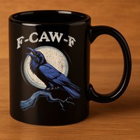 Funny Black Crow F-Caw-F Crow Lover  11oz C Handle Ceramic Mug