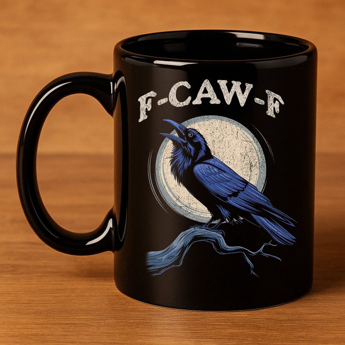 Funny Black Crow F-Caw-F Crow Lover  11oz C Handle Ceramic Mug
