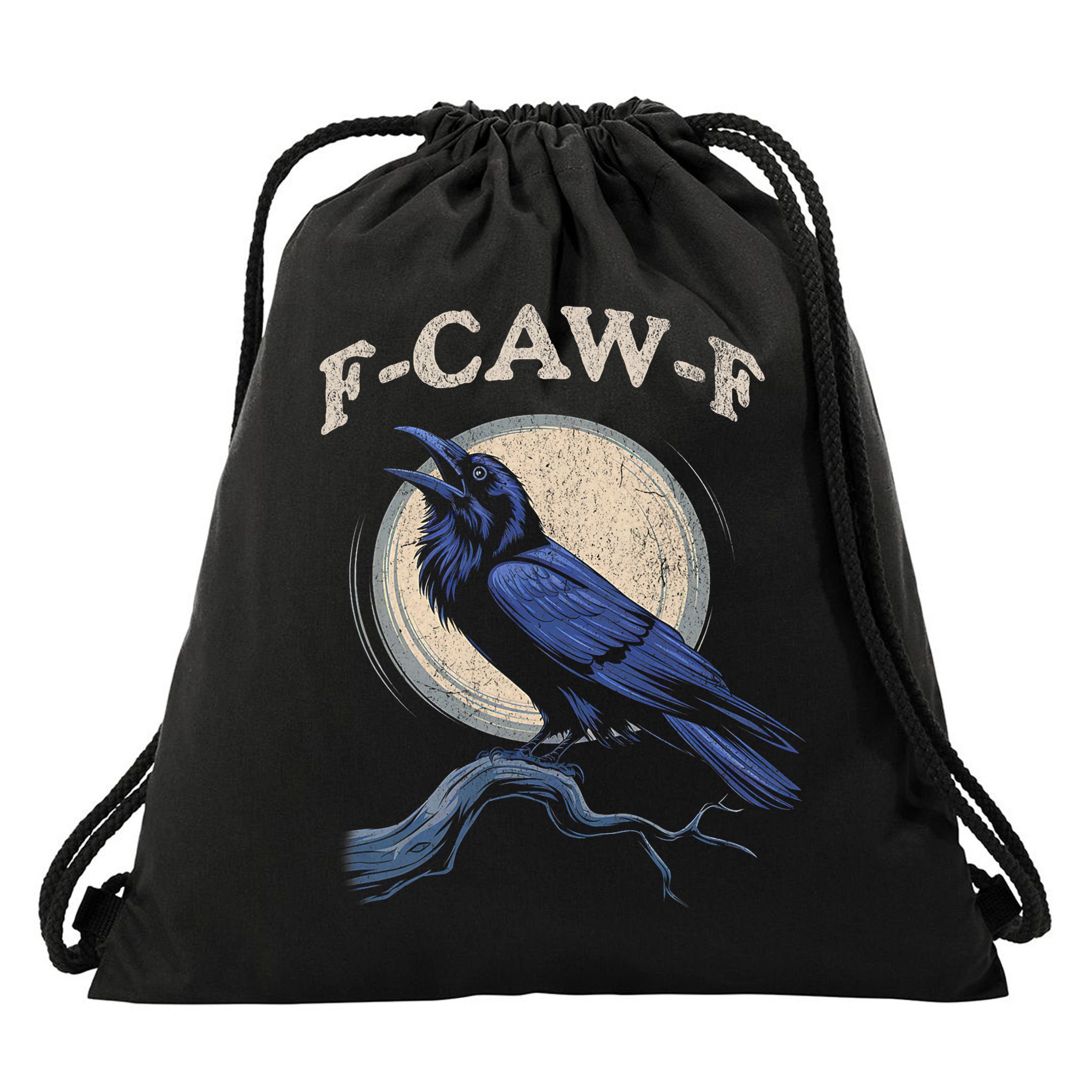 Funny Black Crow F-Caw-F Crow Lover  Drawstring Bag