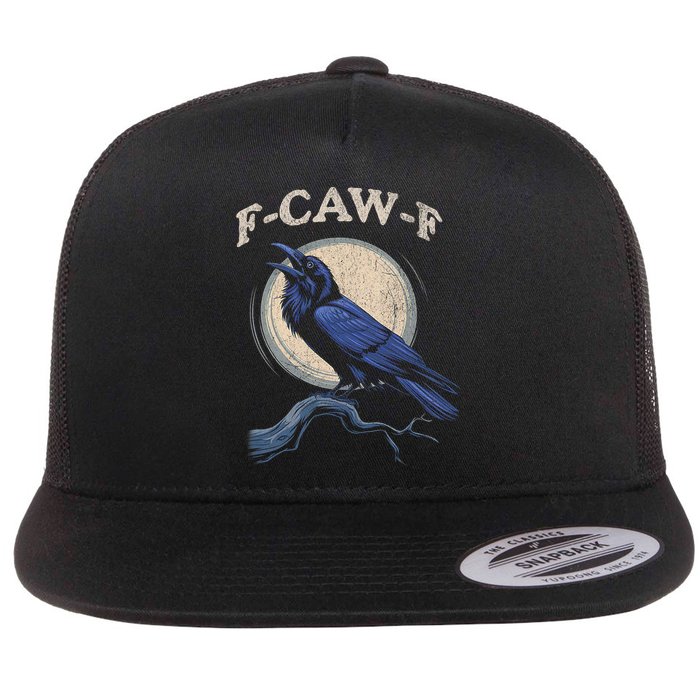 Funny Black Crow F-Caw-F Crow Lover  Flat Bill Trucker Hat