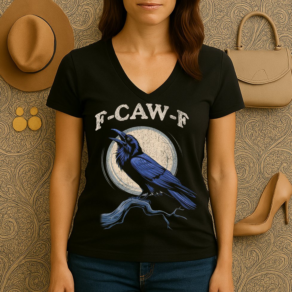 Funny Black Crow F-Caw-F Crow Lover  Women's V-Neck T-Shirt