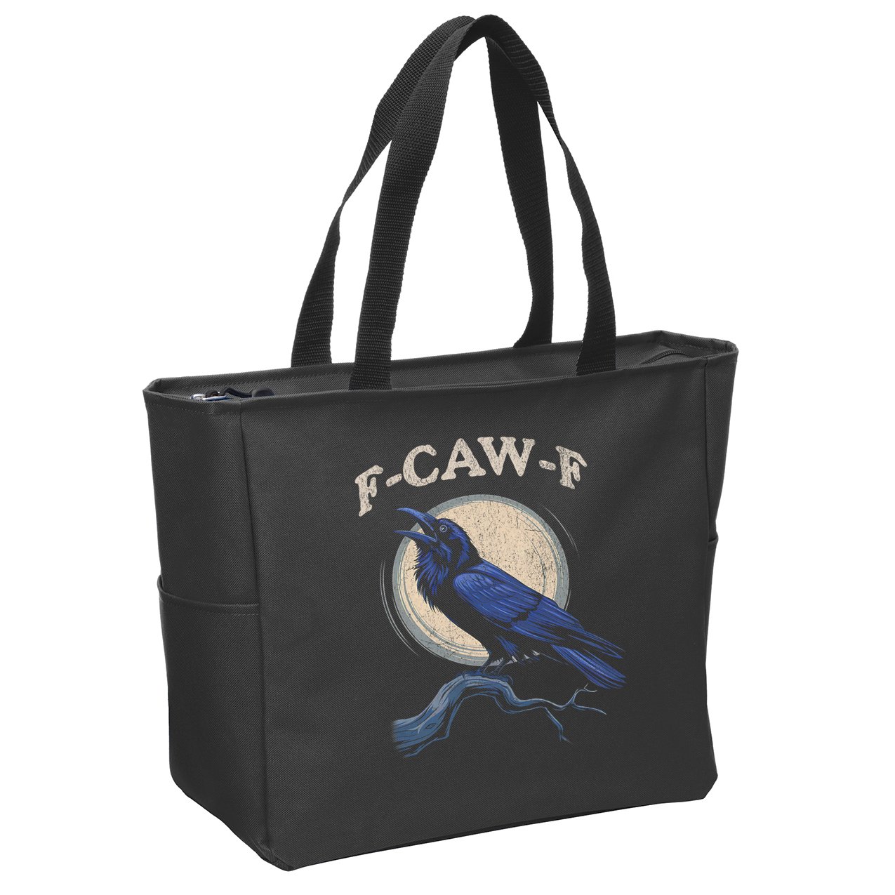 Funny Black Crow F-Caw-F Crow Lover  Zip Tote Bag