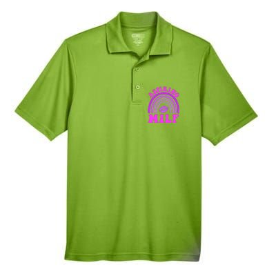 Funny Breast Cancer Aspiring Milf Retro Rainbow Men's Origin Performance Pique Polo