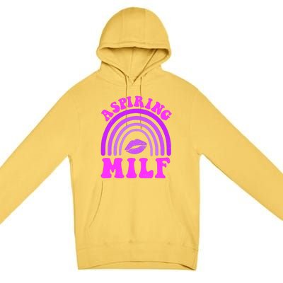 Funny Breast Cancer Aspiring Milf Retro Rainbow Premium Pullover Hoodie