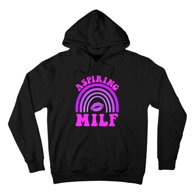 Funny Breast Cancer Aspiring Milf Retro Rainbow Hoodie