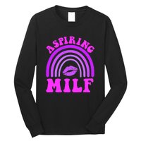 Funny Breast Cancer Aspiring Milf Retro Rainbow Long Sleeve Shirt