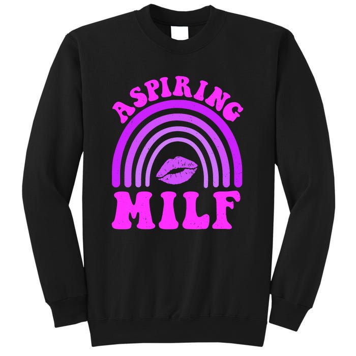 Funny Breast Cancer Aspiring Milf Retro Rainbow Sweatshirt