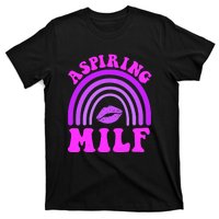 Funny Breast Cancer Aspiring Milf Retro Rainbow T-Shirt