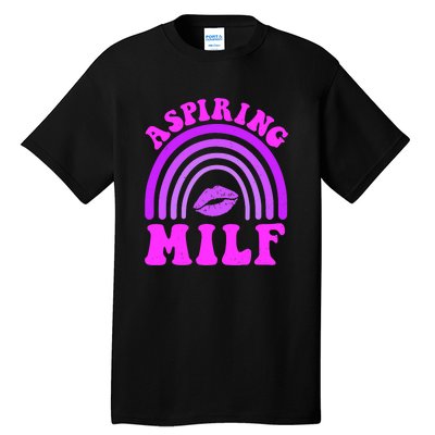 Funny Breast Cancer Aspiring Milf Retro Rainbow Tall T-Shirt