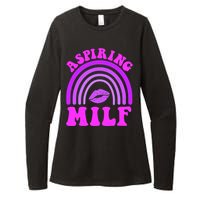 Funny Breast Cancer Aspiring Milf Retro Rainbow Womens CVC Long Sleeve Shirt