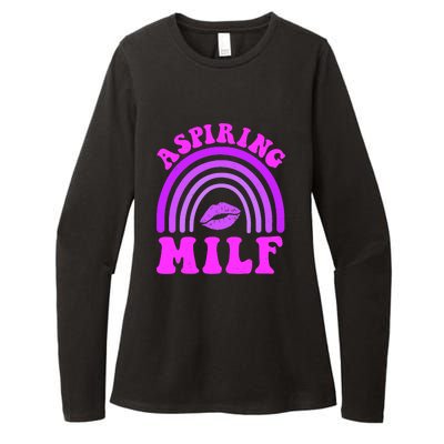 Funny Breast Cancer Aspiring Milf Retro Rainbow Womens CVC Long Sleeve Shirt