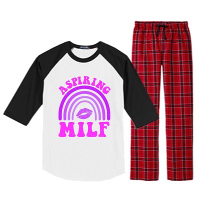 Funny Breast Cancer Aspiring Milf Retro Rainbow Raglan Sleeve Pajama Set