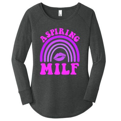 Funny Breast Cancer Aspiring Milf Retro Rainbow Women's Perfect Tri Tunic Long Sleeve Shirt