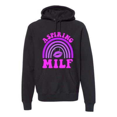 Funny Breast Cancer Aspiring Milf Retro Rainbow Premium Hoodie