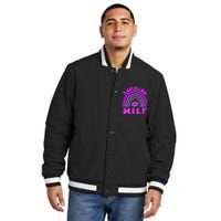 Funny Breast Cancer Aspiring Milf Retro Rainbow Insulated Varsity Jacket