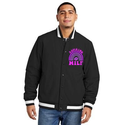 Funny Breast Cancer Aspiring Milf Retro Rainbow Insulated Varsity Jacket