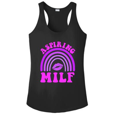 Funny Breast Cancer Aspiring Milf Retro Rainbow Ladies PosiCharge Competitor Racerback Tank