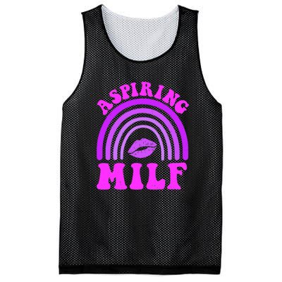 Funny Breast Cancer Aspiring Milf Retro Rainbow Mesh Reversible Basketball Jersey Tank