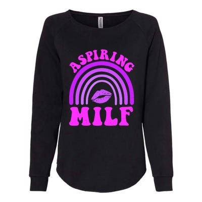 Funny Breast Cancer Aspiring Milf Retro Rainbow Womens California Wash Sweatshirt