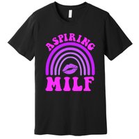 Funny Breast Cancer Aspiring Milf Retro Rainbow Premium T-Shirt