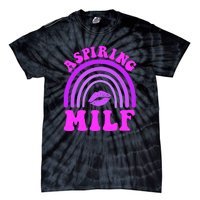 Funny Breast Cancer Aspiring Milf Retro Rainbow Tie-Dye T-Shirt