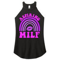 Funny Breast Cancer Aspiring Milf Retro Rainbow Women's Perfect Tri Rocker Tank