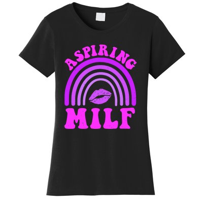 Funny Breast Cancer Aspiring Milf Retro Rainbow Women's T-Shirt