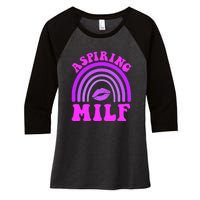 Funny Breast Cancer Aspiring Milf Retro Rainbow Women's Tri-Blend 3/4-Sleeve Raglan Shirt